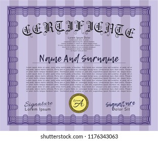 Violet Sample Diploma. Lovely design. With quality background. Customizable, Easy to edit and change colors. 