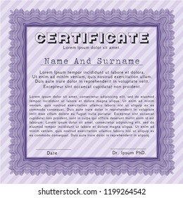 Violet Sample Diploma. Lovely design. Detailed. With great quality guilloche pattern. 