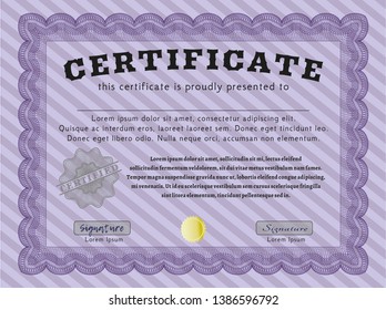 Violet Sample Diploma. Lovely design. Easy to print. Customizable, Easy to edit and change colors. 