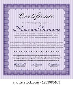 Violet Sample Diploma. Modern design. Customizable, Easy to edit and change colors. Complex background. 