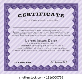 Violet Sample Diploma. Money Pattern. With guilloche pattern. Customizable, Easy to edit and change colors. 