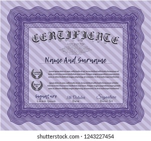 Violet Sample Diploma. Nice design. Detailed. With background. 