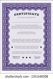 Violet Sample Diploma. Nice design. Vector illustration. Easy to print. 