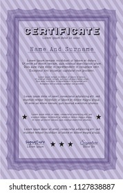 Violet Sample Diploma. Perfect design. Customizable, Easy to edit and change colors. With linear background. 