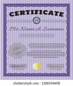 Violet Sample Diploma. Perfect design. With quality background. Detailed. 
