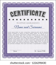 Violet Sample Diploma. Perfect design. Easy to print. Detailed. 