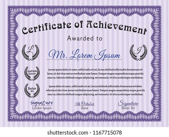 Violet Sample Diploma. With quality background. Detailed. Nice design. 