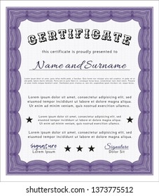 Violet Sample Diploma. With quality background. Customizable, Easy to edit and change colors. Money Pattern design. 