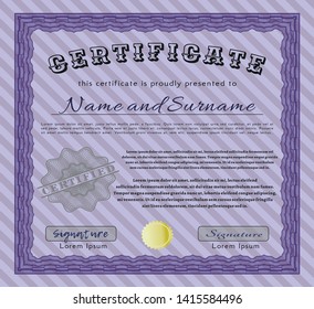 Violet Sample Diploma. With quality background. Perfect design. Customizable, Easy to edit and change colors. 