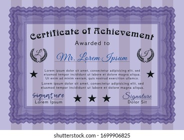 Diploma de muestra violeta. Con un fondo de calidad. Detallado. Diseño elegante. 