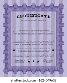Violet Sample Diploma. Retro design. Customizable, Easy to edit and change colors. Easy to print. 