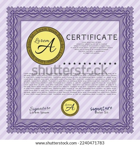 Violet Sample Diploma.  Retro design.  Easy to print.   