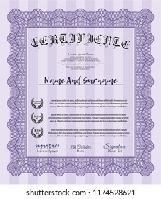 Violet Sample Diploma. Sophisticated design. Printer friendly. Detailed. 