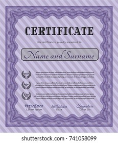 Violet Sample Diploma. Sophisticated design. Customizable, Easy to edit and change colors. Easy to print. 