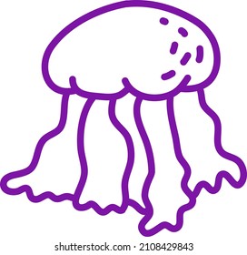 Violet sea jellyfish, illustration, vector on a white background.