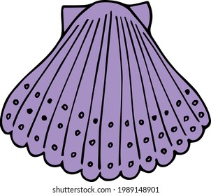 Violet sea shell on white background. Vector image.