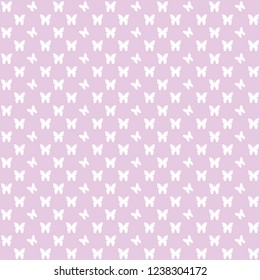 Violet Seamless Baby Pattern With White Butterflies