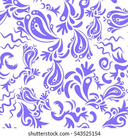 Violet seamless background flower ornament pattern. Abstract arabesque background for greeting card, presentation or wedding invitations. Traditional vector gothic damask background.