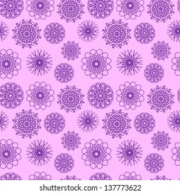 Violet seamless pattern of floral ornament. Vector illustration