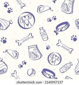 Violet seamless pattern with hand drawn dogs items. Animals pattern. Dogs background.
Good for printing on textiles, wrapping paper, wallpapers.
