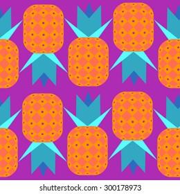 violet seamless vector pattern with pineapples