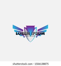 violet shield logo icon for sport and technology company