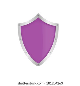 Violet shield on the white background