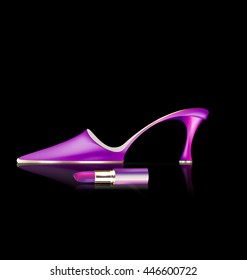 violet shoe and lipstick