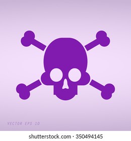 Violet sign of danger to life. skull and crossbones