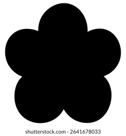 Violet. Silhouette. Flower with five rounded petals and core. Vector illustration. Isolated white background. Idea for web design.