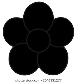 Violeta. Silhueta. Flor com cinco pétalas arredondadas e núcleo. Ilustração vetorial. Fundo branco isolado. Estilo de desenho animado. Ideia para web design.