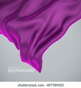 Violet silk fabric. Vector illustration with violet satin or silk fabric. Vector silk textile
