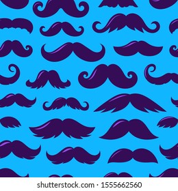 Violet Sillhouettes Of Moustache Vvector Seamless Pattern 