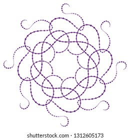violet simple mandala. round symmetrical design. geometric element with fancy dotted lines