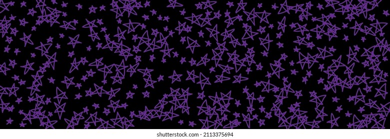 Violet Sky Childish Emo Bright Stars Handdrawn Stars. Vivid Pink Simple Vibrant Lavender Childish Art Handdrawn Illustration. Art Night Chaotic Black Dark Kids Purple Naive Stars Wallpaper.