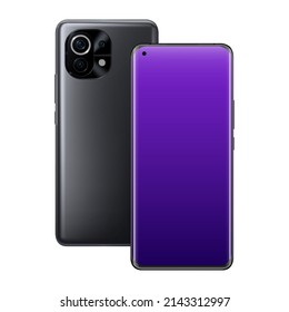 Violet Smartphone. Isolated Model Mockup. Vector illustration