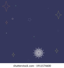 Foto De Diseño De Las Estrellas De Invierno Del Violet Snowflake Mandala Sky. El fondo mágico caótico de la Navidad naranja colorida. Papel de tapiz rosa morado de misterio pastel. Año Nuevo Acogedor Ornamento Blanco Noche Verde.