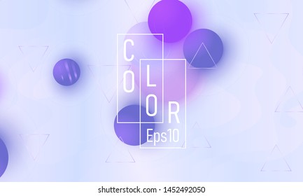 Violet soft spheres. Color background. Fluid pattern. 3d geometric shapes. Vector.
