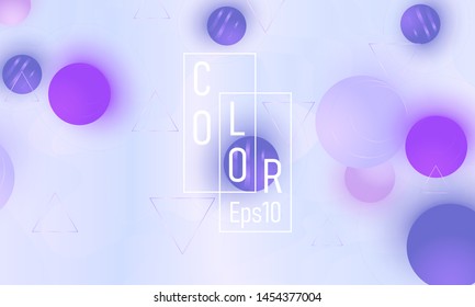 Violet soft spheres. Color background. Fluid pattern. 3d geometric shapes. Vector.