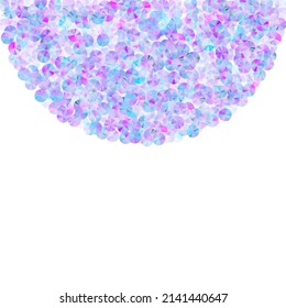 Violet spangles confetti scatter vector composition. Elegant glowing foil particles holiday glitter flatlay. Christmas confetti placer flickering background.