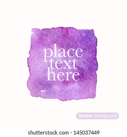 Violet square. Abstract stylish watercolor background. Vector illustration
