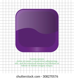 violet square glossy button, vector design for website