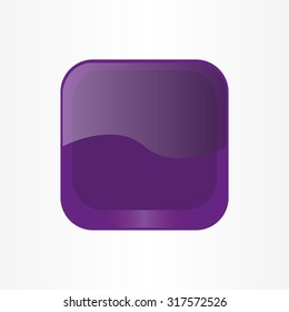 violet square glossy button, vector design for website