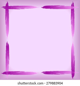 Violet square transparent frame painted with a brush