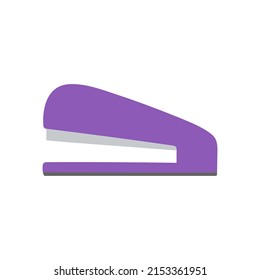 violet stapler isolated on white background in flat style, vector illustration with office stationery