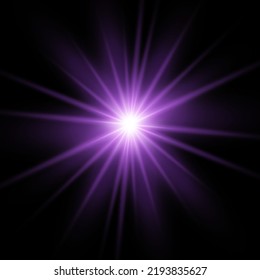 Violet star on a black background. Drawn in Photoshop.