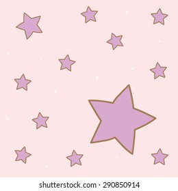 Violet star with pink background in pastel style.