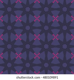 Violet  stars  geometric seamless  pattern. Abstract vector background. 3d effect
