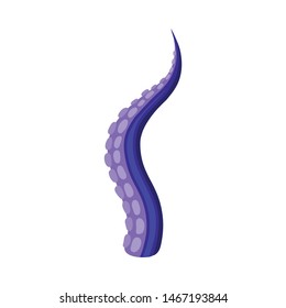 Violet straight tentacles octopus raised up. Vector illustration on white background.