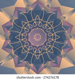 Violet stylized flower vector design.  Round Ornament Pattern. Vintage Decorative elements. Hand Drawn background. Islamic, Arabic, Indian, Asian, Ottoman Motifs.